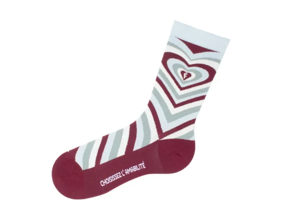 Accessories^Fluevog Shoes Baobao Vog Socks | Heart Illusion Sock Cream/Blue/Burgundy