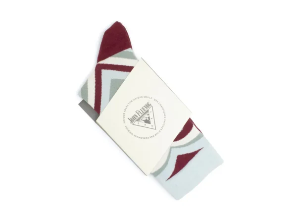 Accessories^Fluevog Shoes Baobao Vog Socks | Heart Illusion Sock Cream/Blue/Burgundy
