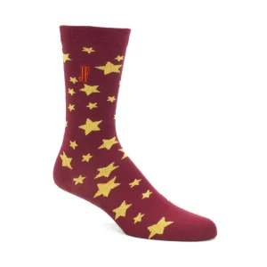 Accessories^Fluevog Shoes Bianca Vog Socks | Large Stars Sock Burgundy/Yellow