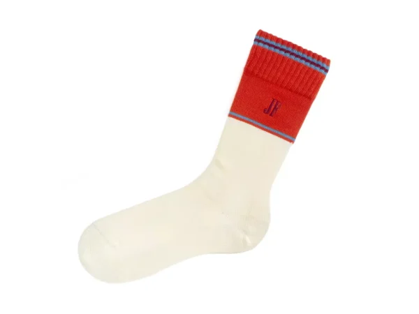 Men's^Fluevog Shoes Citta Vog Socks | Thick Colourblock Sock Cream/Red