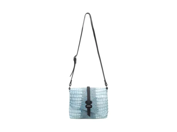 Women's^Fluevog Shoes Donna | Leather Crossbody Bag Blue Croc