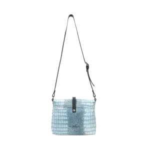Women's^Fluevog Shoes Donna | Leather Crossbody Bag Blue Croc