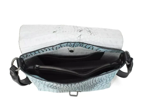 Women's^Fluevog Shoes Donna | Leather Crossbody Bag Blue Croc