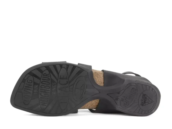 Women's^Fluevog Shoes Earley | Leather Strap Sandal Black