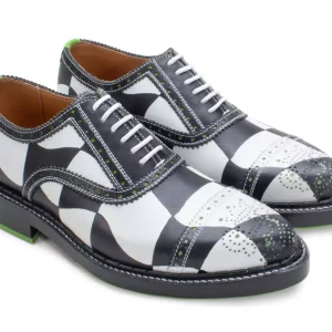 Men's^Fluevog Shoes Edda | Modern Brogue Shoe Black/White
