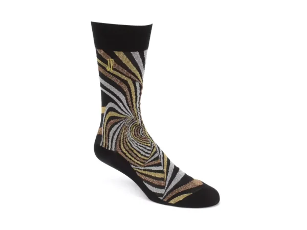 Men's^Fluevog Shoes Ford Vog Socks | Optical Illusion Sock Black/Metallic