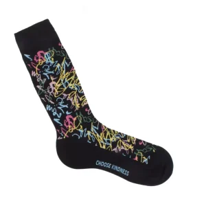 Men's^Fluevog Shoes Juniper Vog Socks | Abstract Knit Sock Black/Multi