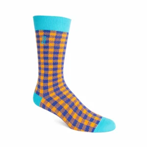 Accessories^Fluevog Shoes Leroy Vog Socks | Gingham Sock Orange/Blue