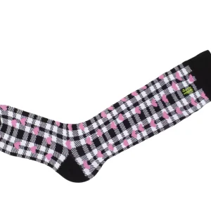 Accessories^Fluevog Shoes Mochi Vog Socks | Spotted Gingham Sock White/Black/Pink Hearts