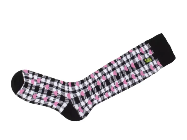 Accessories^Fluevog Shoes Mochi Vog Socks | Spotted Gingham Sock White/Black/Pink Hearts