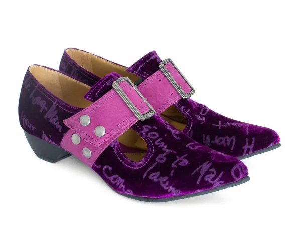 Women's^Fluevog Shoes Pilgrim | Buckled Victorian Loafer Purple Velvet