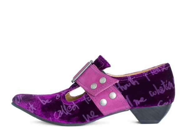 Women's^Fluevog Shoes Pilgrim | Buckled Victorian Loafer Purple Velvet