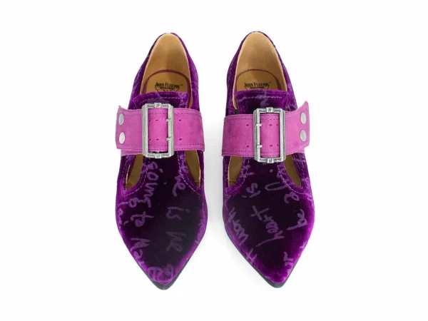 Women's^Fluevog Shoes Pilgrim | Buckled Victorian Loafer Purple Velvet