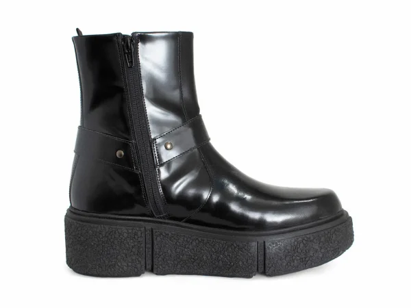 Women's^Fluevog Shoes Rheita | Platform Ankle Boot With Harness Black