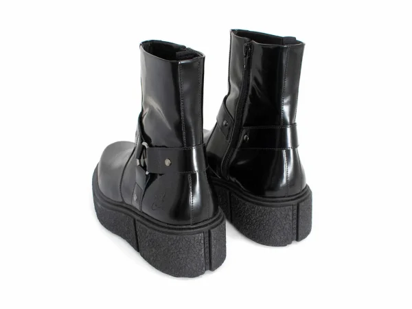 Women's^Fluevog Shoes Rheita | Platform Ankle Boot With Harness Black