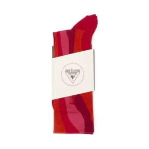 Men's^Fluevog Shoes Rogue Vog Socks | Colourful Wiggle Sock Red Combo