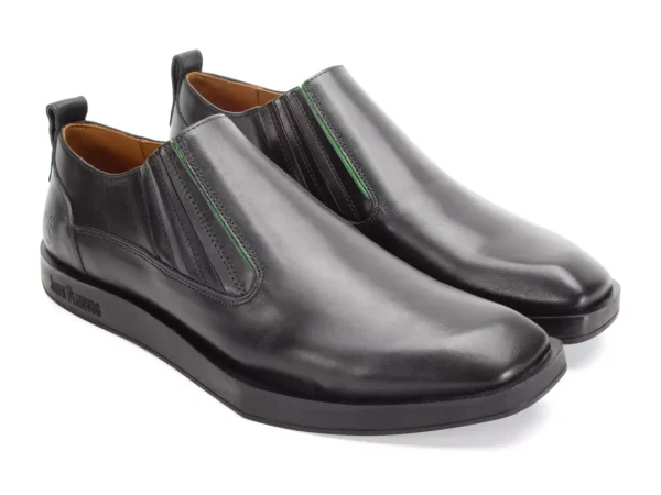 Men's^Fluevog Shoes Snazzy | Slip-On Leather Shoe Black/Green