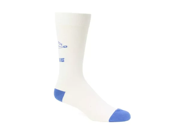 Men's^Fluevog Shoes Toph Vog Socks | Floral Freddy Sock Off White/Blue